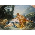 thumbnail image 2 of François Boucher 14x11 Black Ornate Wood Framed Double Matted Museum Art Print Titled: Daphnis and Chloe (1743), 2 of 5