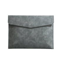 SLYNSHome Imitation Leather Document Holder Large Capacity File Organizer for 100 Sheets,Magnetic Closure Waterproof Business Portfolio Bag - Gray