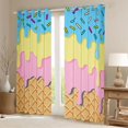 thumbnail image 2 of Manfei Waffle Cone Sprinkle Print Kitchen Curtains,Drip Art Black Out Curtains Pack of 2 (42x63 Each), 2 of 6