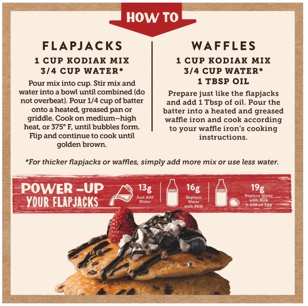 Kodiak Cakes Power Cakes Flapjack & Waffle Mix, Chocolate Chip, 18 oz Box (Pack of 6)