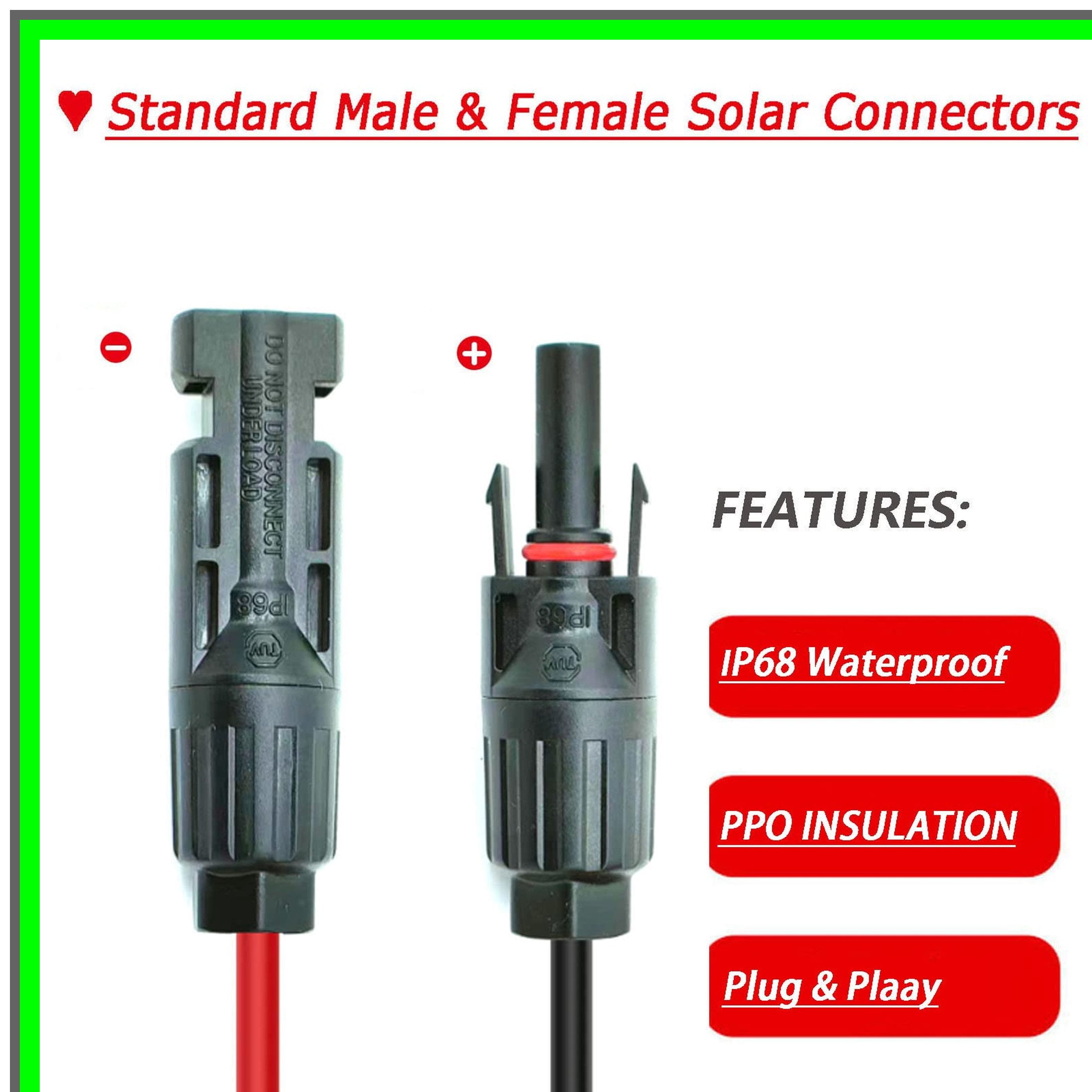 Solar XT60i Charge Extension Cable for Portable Power Stations 3FT-50FT