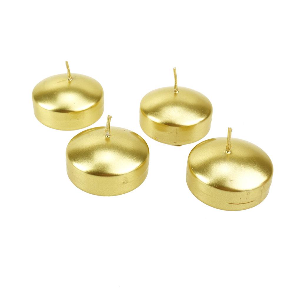 Metallic Floating Disc Unscented Candles, 2Inch, 4Count, Gold