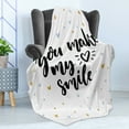 thumbnail image 4 of Saying Soft Flannel Fleece Throw Blanket, You Make My Heart Smile Lettering Shapes Love Display Print, Cozy Plush for Indoor and Outdoor Use, 60" x 80", Black and Blue, by Ambesonne, 4 of 5