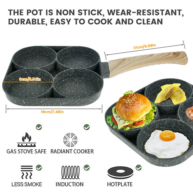 Mini frying pan, 12 cm, iron pan, non-stick coating, with handles, for  small round breakfast eggs 