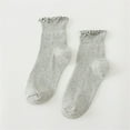 thumbnail image 2 of XIAQUJ Womens Socks with Ruffled Hem And Low Ankle Lace Sock Slippers Grey One Size, 2 of 3