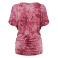 thumbnail image 2 of Made by Johnny Women's V-Neck Short Sleeve Tie Dye Shirring Dolman Top XL WINE, 2 of 6