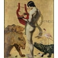thumbnail image 2 of Franz von Stuck 12x14 Black Ornate Wood Framed Double Matted Museum Art Print Titled: Orpheus and the Animals (1891), 2 of 5
