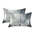 thumbnail image 2 of Dailycode Satin Pillow Case Queen Silk Pillow Cover for Hair and Skin Envelope Closure Fantasy Planet City 20"x30", 2 of 9