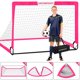 thumbnail image 4 of Juegos de porterías de fútbol para el patio trasero - 2 porterías portátiles de 5' x 3.6' para entrenamiento, red de fútbol desplegable con balón, set deportivo para juegos, 4 of 6