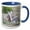 Blue/White, variant on 3drose, Usa, Wy. White-tailed Jackrabbit Scratches Behind Its Ear., 11oz Mug