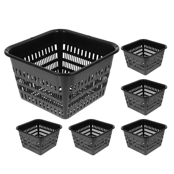 PAMINGONO 6Pcs Black Hydroponic Net Pots Plastic Plant Pots with Root Aeration Design