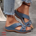 thumbnail image 4 of Rokment Beach Flower Orthopedic Arch Support Walking Backless Sandals for Women 2026 Boho Comfortable Casual Leather Ortho Platform Wedge Low Heel Dress Slip on Slippers Blue Size 9.5, 4 of 6
