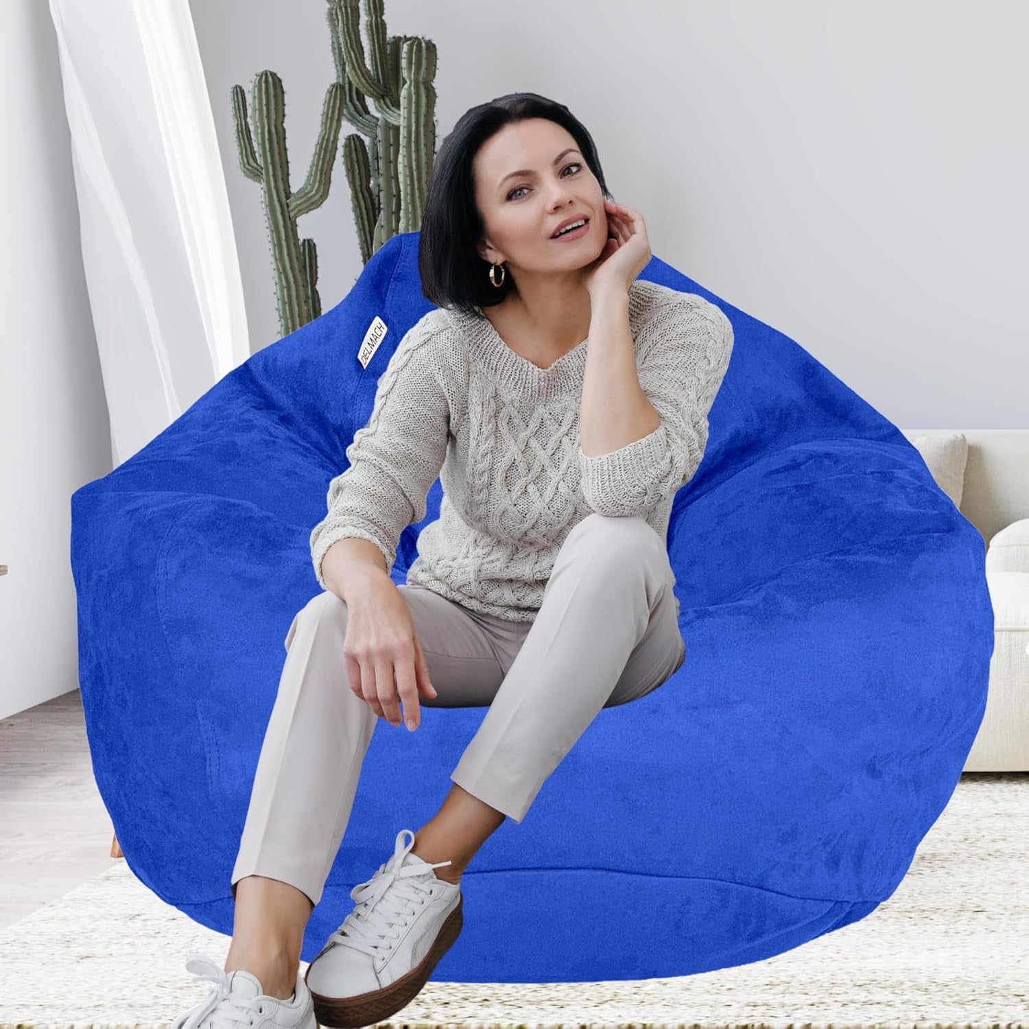 Bean Bag Stuffed Animal Storage Chair Cover (No Filler) for Kids and Adults. Extra Large Bird's Nest Beanbag Soft Premium (Orange, 3.5 ft (Cover Only))