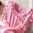 thumbnail image 5 of Little Girl Dresses Kids Soft Fly Sleeve Prints Bowknot Dresses Mesh Dress Clothes Baby Dress Pink 2 Years-3 Years, 5 of 7