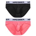 thumbnail image 2 of Men's Breathable Tagless Nylon Triangle Briefs Underwear, Black & Red, 2-Pack, 3XL, 2 of 6