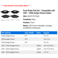 thumbnail image 2 of Front Brake Pad Set - Compatible with 2001 - 2006 Dodge Stratus Sedan 2002 2003 2004 2005, 2 of 2