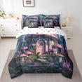 thumbnail image 2 of Feelyou Mystic Mushroom House Bedding Comforter Set 7 Pieces, Dreamy Fairy Tale Full Bedding Set, Cartoon Princess Style Reversible Fitted Sheet Flat Sheet, Super Cozy Room Decor, 2 of 7