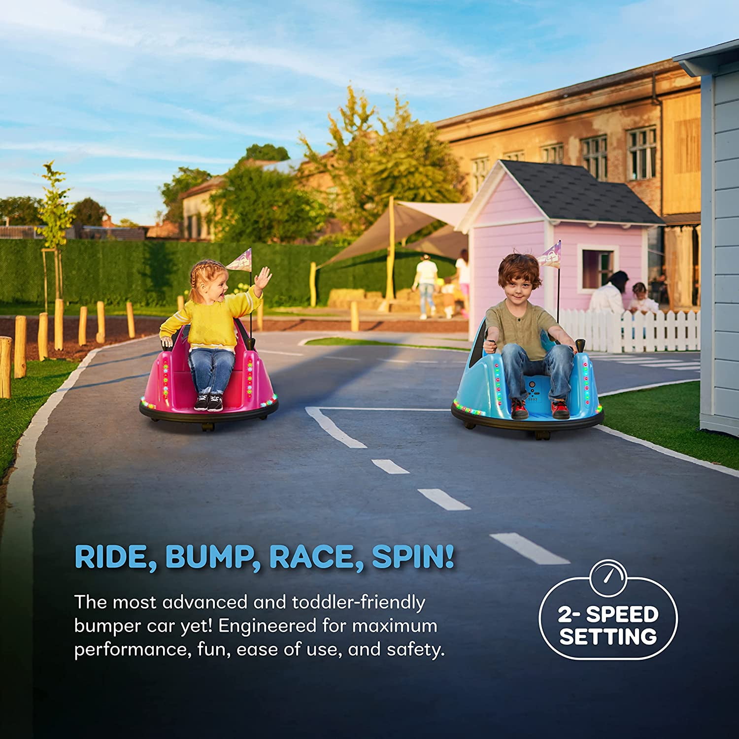 Buy Bumper Buddy Blue 12V 2Speed Ride on Electric Bumper Car for