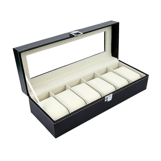 Caja de reloj para 6 relojes Exhibición/caja/caja de almacenamiento (negro)