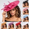 thumbnail image 5 of Wide Brim Derby Hat for Women - Elegant Kentucky Fascinator,Bridal Wedding Tea Party Formal Top Hats, 5 of 5