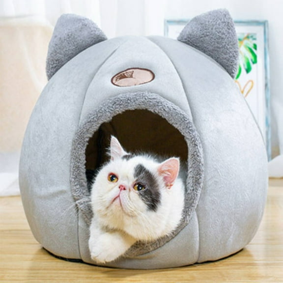 Yirtree Cozy Pet Bed Warm Cave Nest Sleeping Bed Kitty Shape Puppy House for Cats and Small Dogs