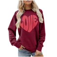 thumbnail image 2 of WTXUE Valentine's Day Shirts for Women Love Heart Graphic Print Crewneck Pullover Long Sleeve Shirts Fashion Sweatshirts Thick Sweatshirts Womens Holiday Sweatshirts Trendy Pullover Wine 3Xl, 2 of 4