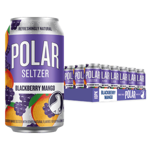 Polar Zero Calorie Blackberry Mango Sparkling Water, 12 fl oz Cans, 18 Pack