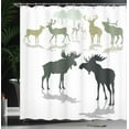 thumbnail image 4 of Ambesonne Antlers Shower Curtain, Elk Deer Fawn Forest, 69"Wx84"L, Green Black, 4 of 5
