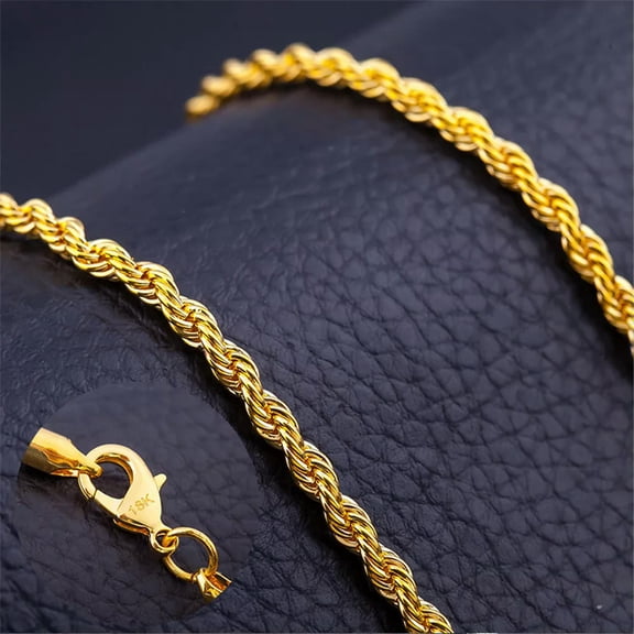 HOOUN 20" 6mm Stainless Steel 18k Gold Filled Twist Link Chain Cool Necklace Jewelry