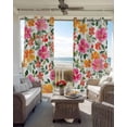 thumbnail image 4 of Red Yellow Floral Blackout Curtains 96 Inch Length Retro Spring Leaves Flower Thermal Insulated Window Curtain Window Drapes 2 Panels for Bedroom Living Room 52"Wx96"L, 4 of 9