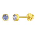 thumbnail image 1 of TheJewelryHut Designer CZ BirthStone Children Yellow Gold Earrings, 1 of 5