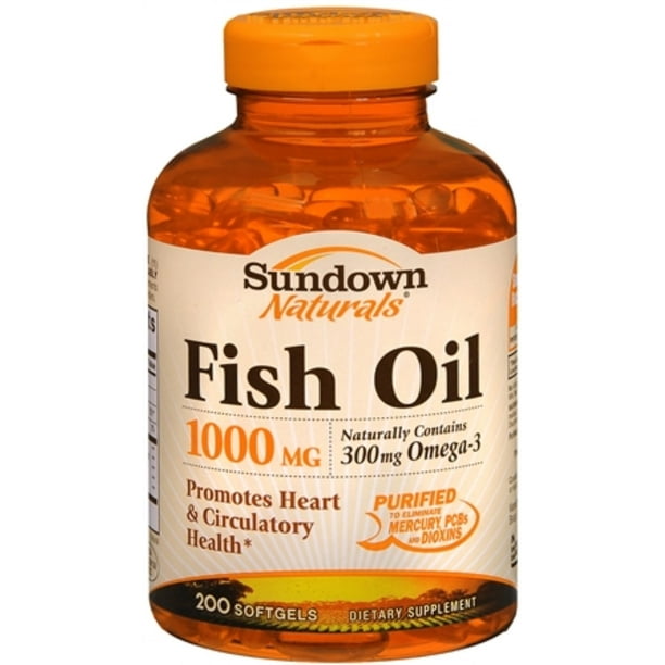 2 Pack Sundown Fish Oil 1000 mg Softgels Cholesterol