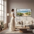 thumbnail image 5 of Beach Window Canvas Wall Art - Large Coastal Seascape Canvas Prints, Ocean Pictures Landscape Paintings, Horizontal Tropical Sea Artwork for Living Room Home Decor, 5 of 7