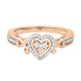 thumbnail image 3 of Dazzlingrock Collection Round White Diamond 3 Stone Framed Heart Ring for Women (0.18 ctw, Color I-J, Clarity I1-I2) in 18K Rose Gold, Size 4.5, 3 of 5