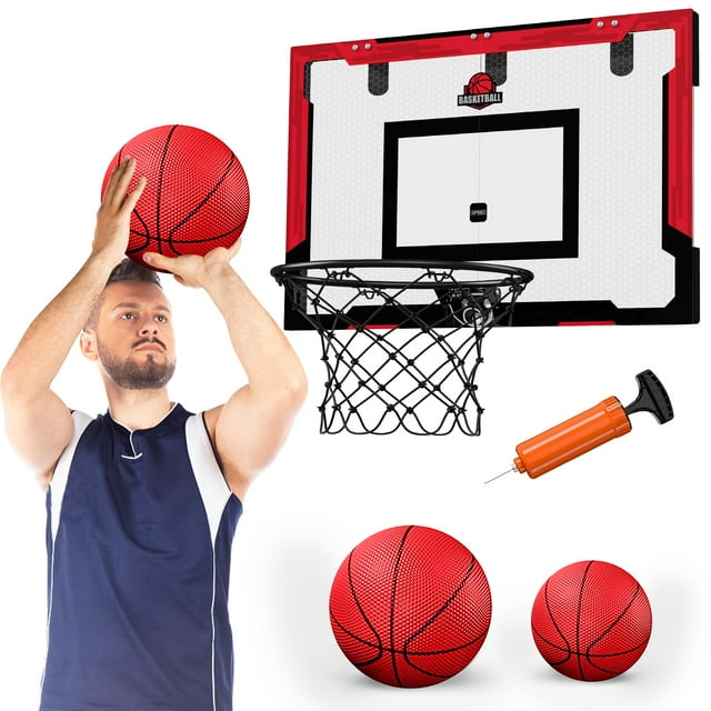 Canasta de baloncesto HYES, 24 x 16 cm, grande, para interiores, con tablero rojo