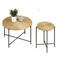 thumbnail image 6 of CoSoTower 2-Piece Coffee and End Table Set – Waterproof MDF with Pvc Cover, Distressed Cylindrical Design, Black Metal Legs – Classic Rustic Charm, Technical Wood, 6 of 7
