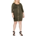 thumbnail image 1 of ¿Que qué? Vestido suéter con cremallera para mujer, metálico, 2X, 1 of 1