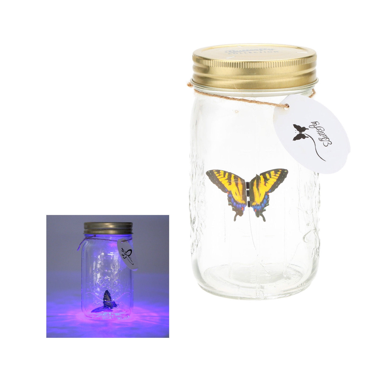 LED Flying Butterfly Bottle Glass Jar Night Light Romantic Home Decor Gift New 