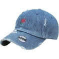 thumbnail image 1 of MEDIUM DENIM ROSE VINTAGE DISTRESSED DAD HAT BASEBALL CAP, 1 of 4