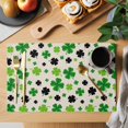 thumbnail image 2 of St Patricks Day Placemats Set of 8, Farmhouse Country Green Black Shamrock Placemats for Dining Table, Place Mats for Kitchen Tabletop, Waterproof Wipeable Dining Table Mats Set, 2 of 9