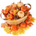 thumbnail image 1 of Calabazas artificiales para decoración, calabazas falsas con hojas de arce realistas, calabazas falsas, verduras artificiales para guirnaldas de otoño, decoraciones de Halloween y Acción de Gracias, 1 of 6