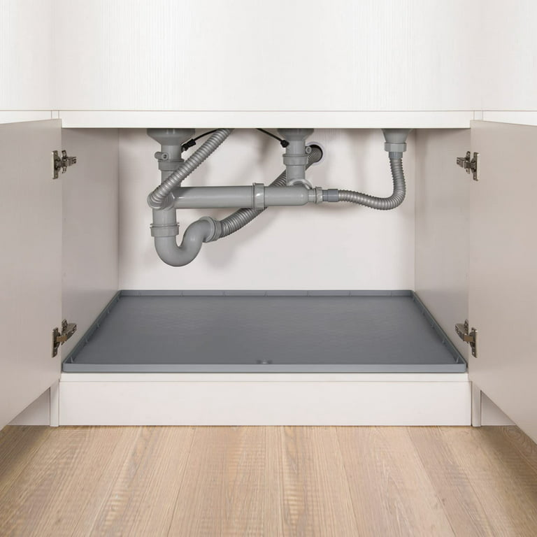 Under Sink Mat Kitchen Sink Cabinet Tray, 34 x 22 Silicone
