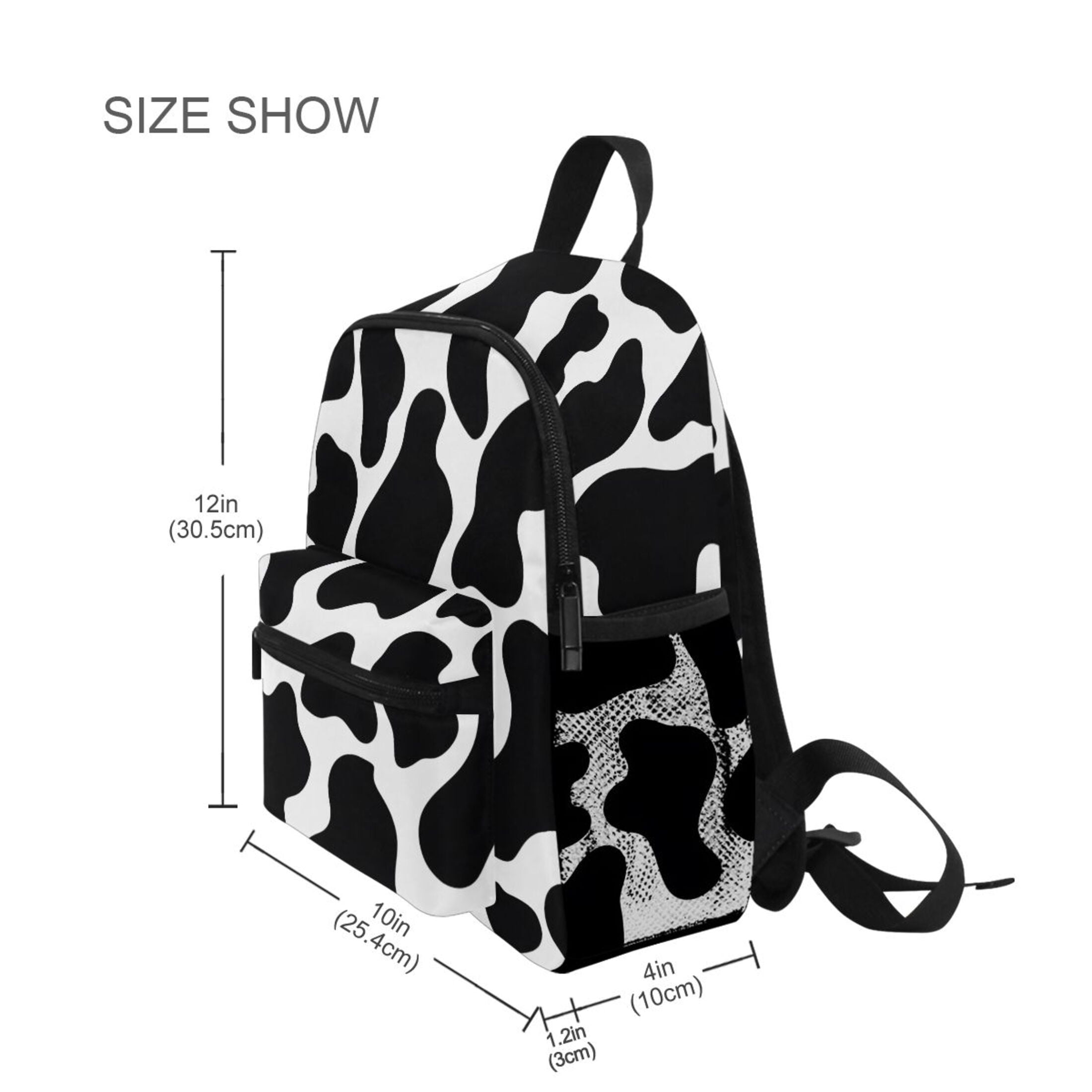 Cow Print Pattern Mini Backpack Cute Small Backpack with Chest Strap and Whistle Ages 3-8