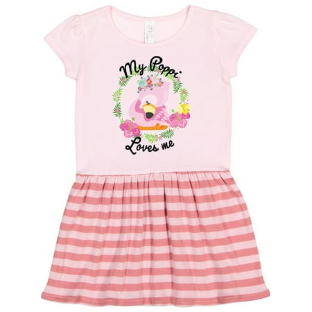 

Inktastic Baby Flamingo My Poppi Loves Me with Flower Wreath Gift Toddler Girl Dress