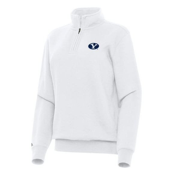 Women's Antigua White BYU Cougars Victory Quarter-Zip Sweatshirt