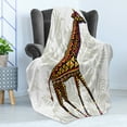 thumbnail image 4 of Batik Soft Flannel Fleece Throw Blanket, Savannah Animal Giraffe with Ornament Patterns on Body Creature Print, Cozy Plush for Indoor and Outdoor Use, 70" x 90", Multicolor, by Ambesonne, 4 of 5