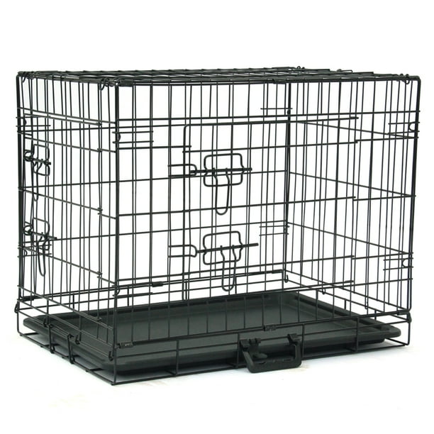 24" Single Door Folding Metal Dog Crate with LeakProof Dog Pet