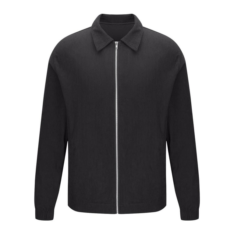 Zpanxa Men's Casual Jacket Solid Color Turn Down Collar Hoodless