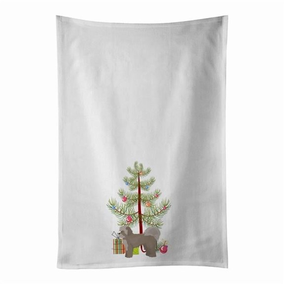 Carolines Treasures CK3884WTKT 28 x 19 in. Unisex Zuchon No.1 Christmas Tree White Dish Towels Kitchen Towel - Set of 2