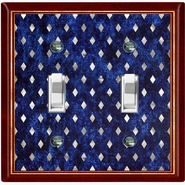 Metal Light Switch Plate Cover Elegant Maroon Blue Rhombus Pattern Frame FRA042
